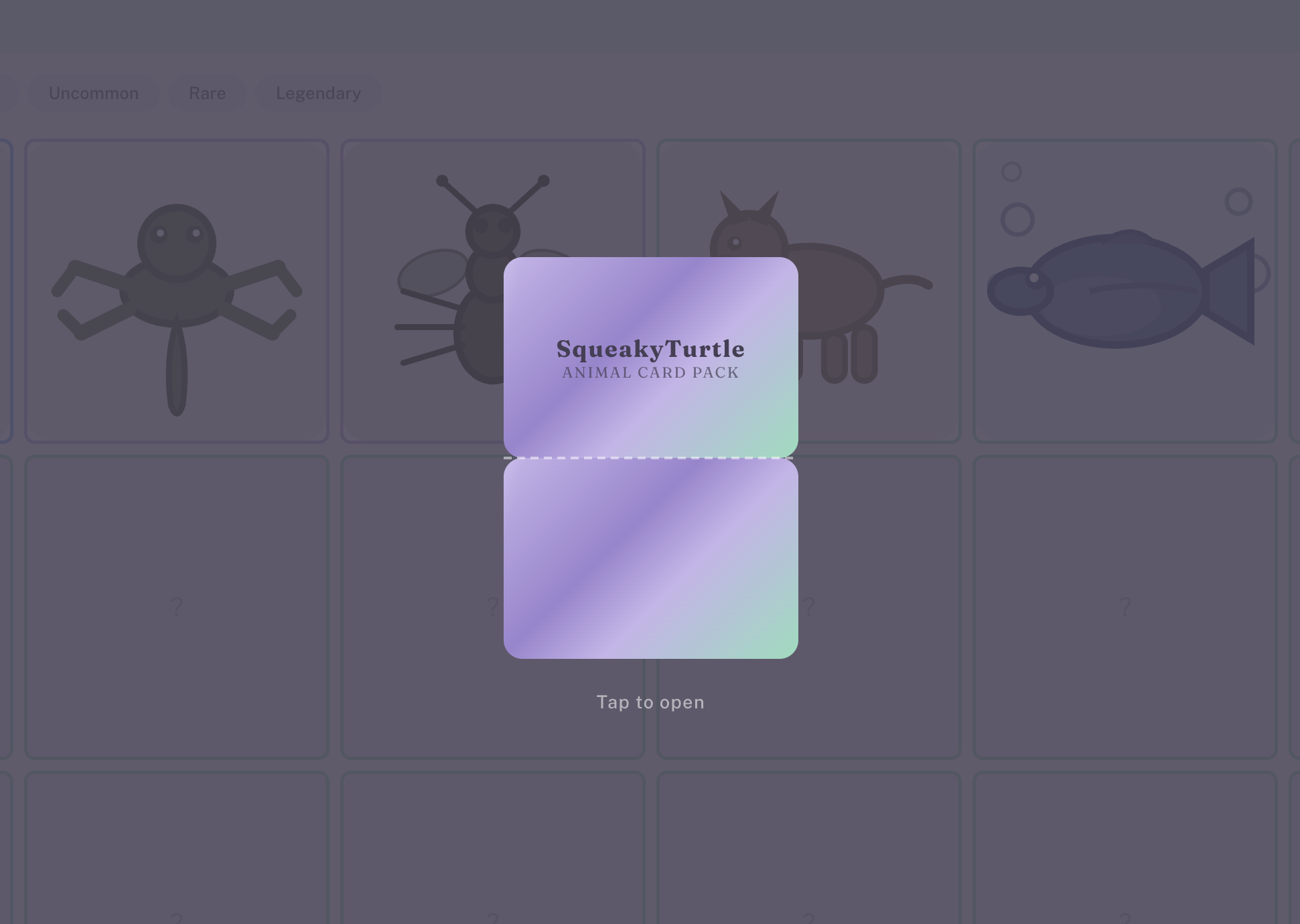 Squeakyturtle card pack ready to open